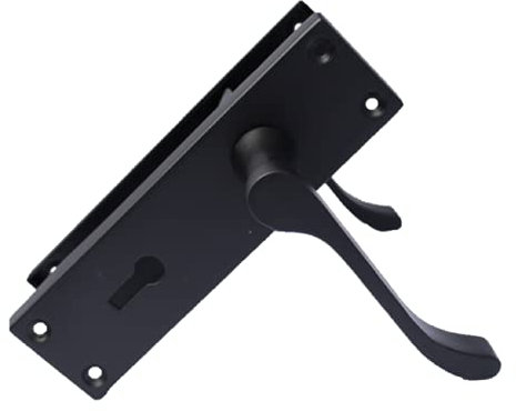 Haven Heritage Internal Victorian Scroll Quality Lever Lock Door Handles in Matt Black 150 x 40mm Sold as 1 Pair (1)