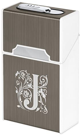 Maverton 2-in-1 Zigarettenetui mit Gravur + integriertes Feuerzeug - Zigarettenbox wiederaufladbar - mikro USB Ladekabel - Weihnachtsgeschenke - für Frauen - Farbe: Platinum - matt - Monogramm