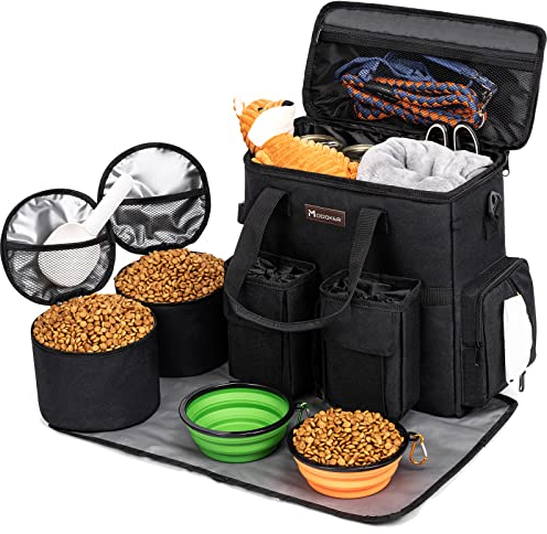 Modoker Hunde-Reisetasche, von Fluggesellschaften zugelassen, Hunde-Tragetasche fürs Wochenende, Reisezubehör, mit 2 Leckerli-Taschen fürs Hundetraining