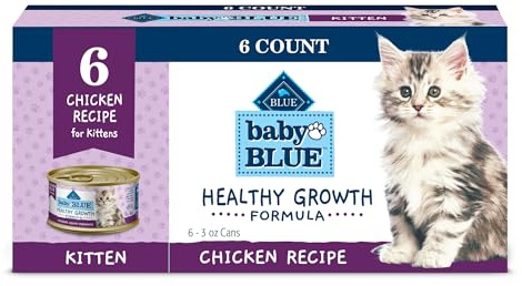 Blue Buffalo Baby Blue Natural Kitten Wet Cat Food, Healthy Growth Formula with DHA, Chicken Recipe Multi-Pack, 3-oz. Cans (6 Count)