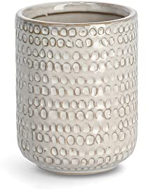 Zeller 18934 Zahnputzbecher Natural Structure, Steingut, ca. Ø7,5x9,5