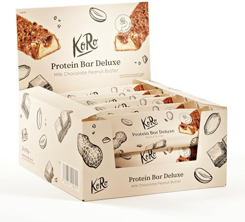KoRo - Protein Bar Deluxe Peanut Butter 12 x 55 g - Extra viel nussige Füllung - Hoher Proteingehalt- Ideal für unterwegs
