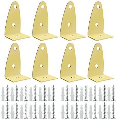 ONEBO Winkelkonsole-8 Stück L Winkel Halterung,Schwerlast Keramikfliesen Display Wandhaken,für Bild, Spiegel, Küche Garage Halterung(mit 24 Schrauben + 24 Dehnschrauben)
