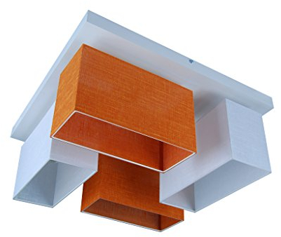 alfalux Deckenlampe Deckenleuchte JLS45WEORD Weiß Leuchte Lampe 4-flammig Holz Kinderzimmer Wohnzimmer Schlafzimmer Küche Lampe LED-geeignet (ORANGE/WEIß)