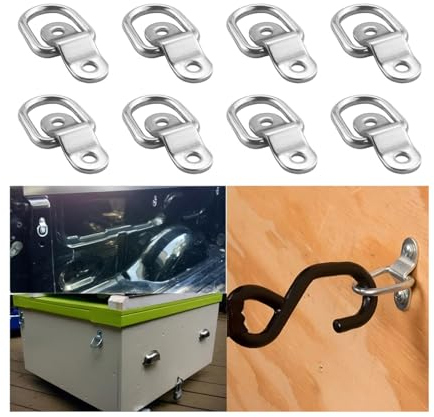 JNNJ 8 Stück Auto Eisen Zurring Zurröse D Ringe Set, Sicherheitsanker Ladehaken D Ringe, mit Halterung und Schrauben, Geeignet Boote, Anhänger, Fracht, Lastwagen