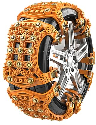 Auto Schneeketten für J-eep Grand Cherokee SRT, Einstellbare Winter Reifenketten Schnee Fahrbahn Sicherheit Traktionketten Schnellmontage Reifenketten,Yellow-C-12 Piece
