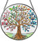 Baum des Lebens, Buntglas-Sonnenfänger, zum Aufhängen, handgefertigt, Buntglas-Sonnenfänger, hängende Dekoration, Outdoor-Gartendekoration, Geschenk für Frauen, Weihnachten, Erntedankfest, 16 x 16 cm