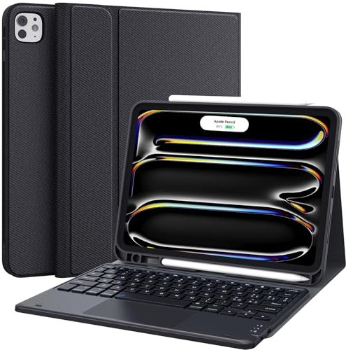 Earto Tastiera iPad Pro 11 (M4,2024), Touchpad Intelligente, 2 Canali BT, Magnetica Staccabile Bluetooth Tastiera per iPad Pro 11 2024 (A2836/A2837/A3006), Italiano QWERTY Layout, Nero