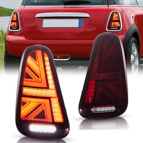 VLAND Rückleuchten für Mini Cooper/One R50 R53 Hatch 2001-2006 und R52 Cabrio 2004-2008, 1st Gen Rücklicht mit E-Prüfzeichen ein Paar (Rot)