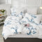 Tospass Housse de Couette 240x260cm Blanc Bleu Brun Floral Fleurs Feuilles Parure de Lit 2 Personne Adultes avec Fermeture Éclair Housse Couette en Microfibre avec 2 Taie d'oreiller 65x65cm