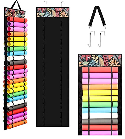 Xuodawer Vinyl Roll Holder with 48 Compartments Vinyl Storage Organizer Craft Vinyl Storage Rack for Home Craft Room Door, Wall