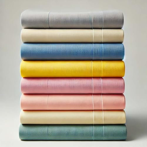 Lot de 5 Draps Housse 140x190/200cm Polycoton 57 Fils/cm² Bonnet 25 cm Antis Plis -Repassage Facile