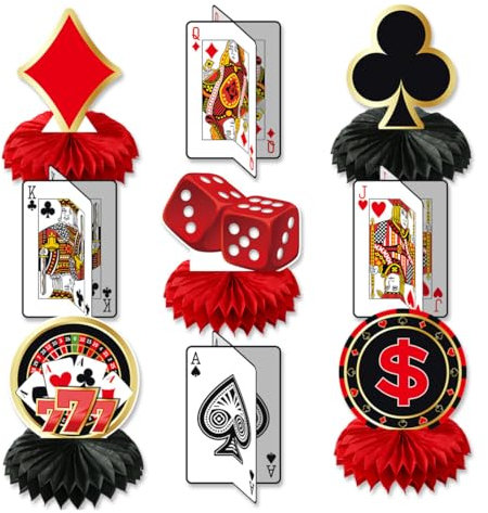 YUEcthynous Casino Poker Party Decoration Honeycomb Ornament,Geburtstag Party Dekorationen Poker Wabe Casino,Casino Partydekorationen für Geburtstag Partyzubehör