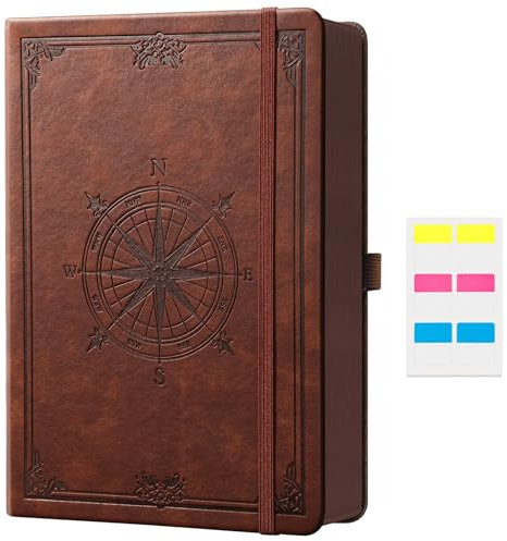 AUTEMPO Notizbuch A5 Liniert, PU Leder Hardcover Tagebuch für Erwachsene, 320 Seiten Dickes journal, 100 gsm Tagebuch(14.5 x 21 cm), Innentasche, Geeignet für Männer und Frauen, Braun