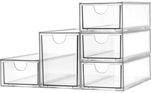Acryl-Make-up-Organizer, transparenter Aufbewahrungs-Organizer, stapelbare Schreibtisch-Schubladen, Kunststoff-Organizer für Make-up, Schreibwaren, Kosmetik, Schminktisch, Badezimmer, Schrank