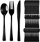 90piezas de cubiertos reutilizables,cubiertos translúcidos,Para Mesas De Comedor Fiestas, vajilla para celebraciones familiares, cena al aire libre (cuchillo/horquilla/cuchara cada 30) (negro)