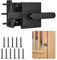 Double-Sided Gate Latch, Black Aluminum Door Latch for Wooden Gates, Heavy Duty Shed Door Latch for Barn, Garden, Backyard and Outdoor Fence