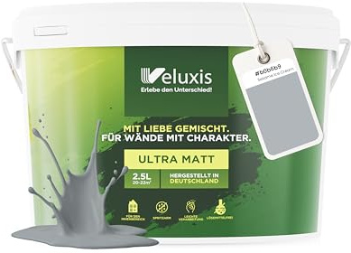Veluxis Wandfarbe Hellgrau Blau Grau matt 2,5 L – Sesame Ice Cream