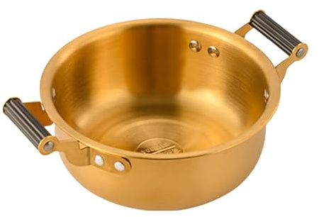 Amagogo Korean Ramen Pot for All Stovetop Boiling and Strewing Instant Noodle Pot Kimchi Soup Pots, 20cm Gold