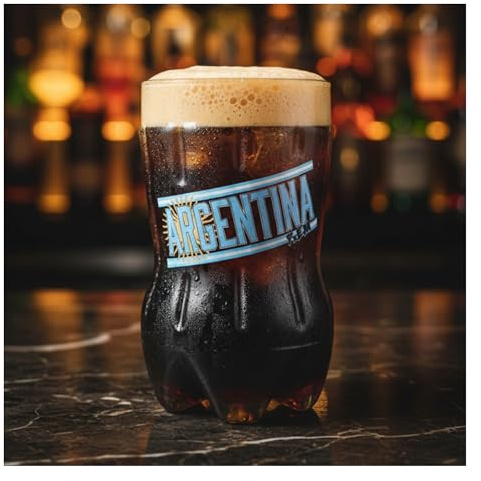 Ferneteros x el mundo Vaso de Vidrio para Fernet con Forma de Botella Cortada en Caja Decorativa - Edición Argentina - Capacidad 700cc - Incluye Posavasos y pegatinas (Edición Argentina)