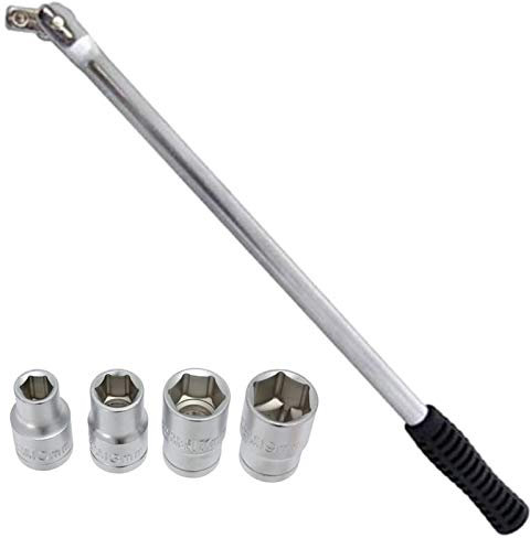 SPARES2GO Long 18 inch 1/2'' Drive Wheel Balance Flexi Knuckle Breaker Bar & Socket Set