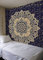 Popular Handicrafts Wandteppich, Hippie-Wandbehang, Ombré-Mandala, Bohemian, Hippie, aufwendige indische Wandteppiche, Tagesdecke, 230 x 270 cm, Blau und Gold