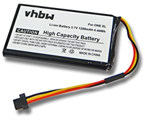 vhbw Akku kompatibel mit Tomtom One XL30, XL 340, 4EG0.001.17, Europe Traffic, V3 GPS Navigation Navi (1200 mAh, 3,7 V, Li-Ion)