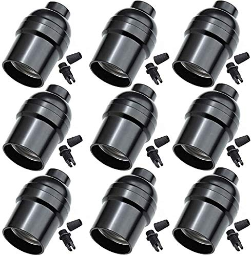 ACBungji Vintage Lampenfassung Bakelitfassung E27 Glühbirnenhalter Schwarz Edison Schraube Glühbirne Adapter (Set 1 (9 Stück))