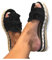 Sandales Plates Femme Bout Ouvert Pantoufles Slip-on Été Claquettes Nu Pieds Semelle Compensée Confortable Chaussures Antidérapant de Plage Wedges Platform Slipper Bohemia Beach Sandals (Noir, 40)