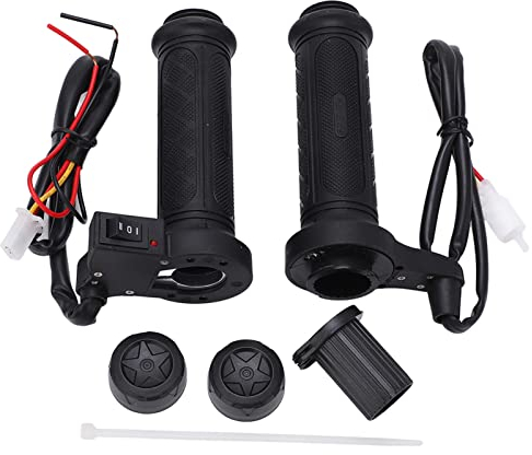 EVGATSAUTO Motorrad elektrisch beheizte Handgriffe, 1 Paar 22mm (7/8 ) Motorrad Universal Elektro warm beheizt warme Handgriffe Lenker schwarz