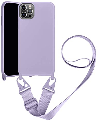 Handykette Handyhülle kompatibel mit Apple iPhone 11 Pro Necklace Hülle Nylon Schultergurt Weich Silikon TPU Cover mit Kordel zum Umhängen Schutzhülle mit Stylische Band(Lila)