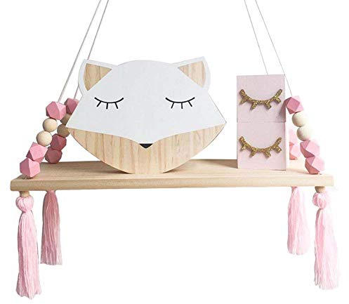 Leikar Hängeregal Ins Style Wandregal Kinder Deko Regal Hängend mit Seil und Holzbrett Prinzessin Schlafzimmer