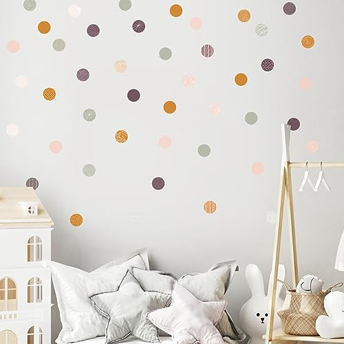 lovely label Wandsticker selbstklebend PUNKTE SALBEI/PFLAUME/ORANGE/ROSE – Punkte Wandaufkleber - Wandtattoo Schlafzimmer Mädchen & Junge Wanddeko Baby/Kinder
