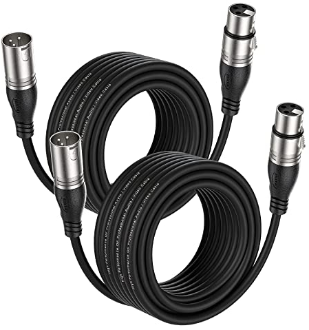 EBXYA Cable XLR Cable de micrófono XLR 10M 2 paquetes -3 pines XLR balanceado macho a hembra Cable de conexión de escenario Cable DMX