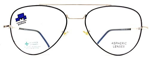 Blaulichtfilter lesebrille anti blaulicht. Computerbrille Metal Pilot Für herren damen gamer brille venice (Gold, +3,00)