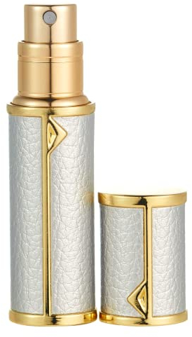 AsaNana Perfume Atomiser, Refillable & Travel Size Perfume Bottle, Leaking Proof,Bottom Pump without Funnel, Luxurious Small women and men, 5ml (Silver)