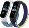 Tobfit Armband Kompatibel mit Xiaomi Mi Band 6/5/4/3 und Amazfit Band 5, Nylon Weiches Atmungsaktives Armband (Cyan Blau+Blau)