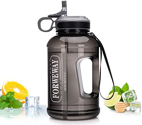 FORWEWAY 1.5 Litre Water Bottle with Straw BPA-Free Leak Proof Reusable Durable Half Gallon Gym Jug with Handle Portable for Sports Cycling Running Work