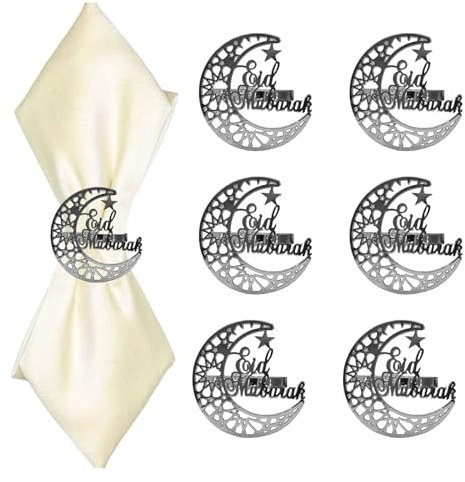 Serviettenringe - 6 Stück Bismillah Letter Metall Serviettenring Set Alphabet Serviettenschnallen Halter Tischdekoration für Hochzeit, Party, Ramadan, Bankett