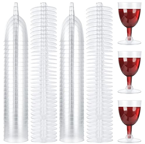 JMIATRY 100 Pcs Plastic Wine Glasses, 150ml Multi-Use Red Wine Glasses Reusable, Clear Plastic Wines Cups for Wedding, Christmas, Birthday Party and Daily Use