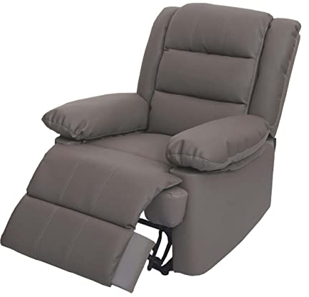 Mendler Fernsehsessel HWC-G15, Relaxsessel Liege Sessel, Leder + Kunstleder 101x87x100cm - Taupe