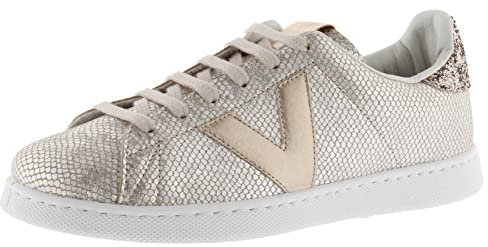 Victoria 1125309-WOMEN Basket Basse Tenis Effet MÉTALLISÉ IMPRIMÉ Serpent & Talon PAILLETÉ Plateau Femme Nude 36
