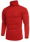 COOFANDY Men's Roll Neck Turtleneck Jumpers - Slim Fit High Neck T Shirts - Red XXL