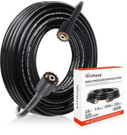 Ufixed Pantaloni One 25-DE: Tubo per Idropulitrice in PVC e Poliestere, Nero, 25 Piedi, 10000 PSI, 1 Unità