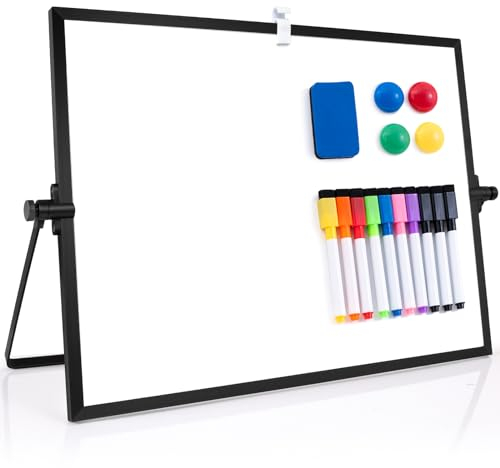 Magnetic Whiteboard Abwischbar für Schreibtisch,Magnetische tragbare doppelseitig beschreibbar Staffelei Whiteboard (30 x 40 cm- Schwarz)