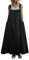 Robe en Jeans Jupe Salopette Femme Grande Taille Maxi Robe Été Vintage Robe en Denim Chic et Élegant Jarretelles Jupe Longue Robe Avec Boutons Salopette Longue à Bretelle sans Manche (03-Noir, XL)