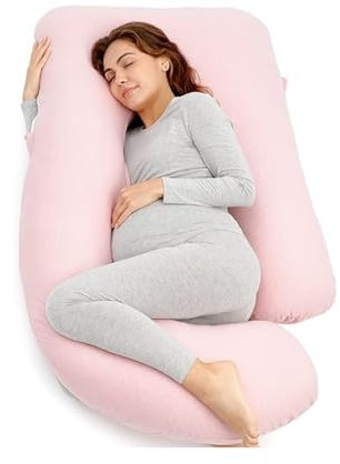 Luxus 12ft J-förmiges Schwangerschaftskissen – Seitenschlaf, Bauch- und Hüftschmerzlinderung, Stillunterstützung, Hypoallergenes Körperkissen für werdende und frischgebackene Mütter (Rose)
