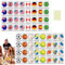 CAKEEYUM Mini Mahjong Set 64 teiliges Mahjong Spiel mit Flaggen und Ballmuster Fluchtspiel 24 mm Reise Set wiederverwendbares Spielset mit Blöcken für Frühlingspicknick Partygeschenk