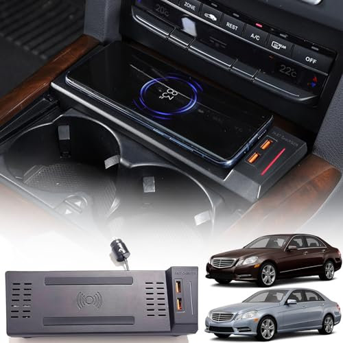 Singkin Chargeur de Voiture sans Fil pour Mercedes-Benz E-Class 2010-2015, Ajustement Personnalisé OEM Chargeur de Téléphone à Charge Rapide pour Mercedes Benz W212 E Class E200 E300 Accessoire