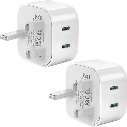 Bediaca USB C Plug Fast Charge Plug,2 Pack Dual Port Type C USB Plug Compatible with iPhone 16/15/15 Pro Max 14/14 Pro/14 Pro Max/13/13 Pro/13 Pro Max/12 Pro Max/11 Pro/iPad Wall Charger UK